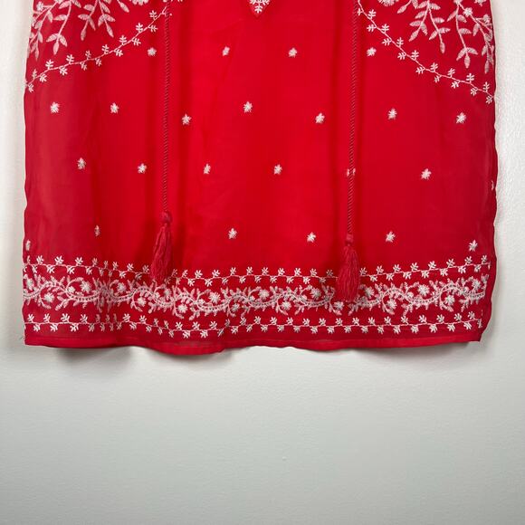 American Eagle XS Boho Coral Pink Sheer Embroidered Blouse - Picture 4 of 6